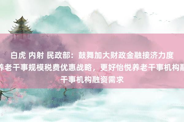 白虎 内射 民政部：鼓舞加大财政金融接济力度，落实养老干事规模税费优惠战略，更好怡悦养老干事机构融资需求