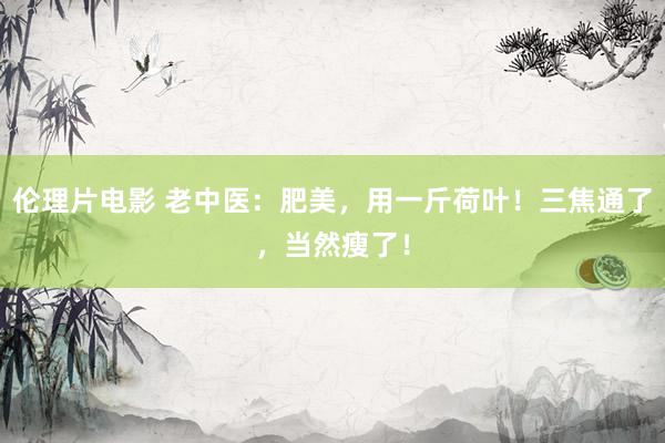 伦理片电影 老中医：肥美，用一斤荷叶！三焦通了，当然瘦了！