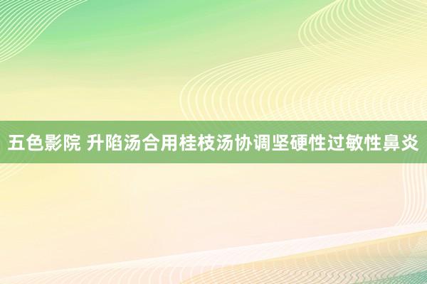 五色影院 升陷汤合用桂枝汤协调坚硬性过敏性鼻炎